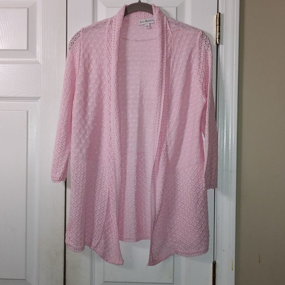 Kim Rogers baby pink  open front cardigan Sz S